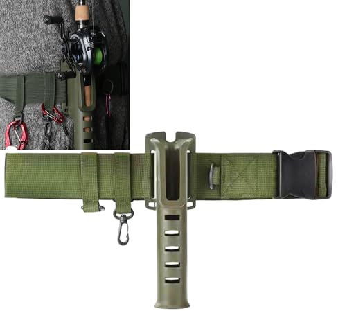 Enjoyard Support de canne à pêche réglable en forme de ceinture - Support de canne à pêche portable pour le surf casting et la pêche au kayak - Accessoire pour homme (vert)