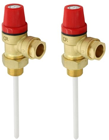 2 x Temperature and Pressure Relief Valve 1/2″ 7 Bar 90°c (Twin Pack)