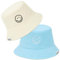 Durio Fischerhut Damen Sonnenhut Baumwolle Bucket Hat Herren Reversibel Faltbar Anglerhut Sommerhut Reisen SmileyWorld® Hellblau Beige