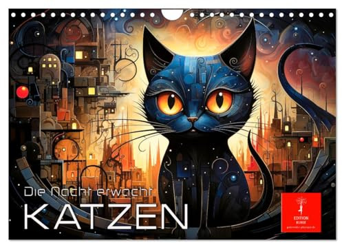 Katzen - die Nacht erwacht (Wandkalender 2026 DIN A4 quer), CALVENDO Monatskalender: Nächtliche Ausflüge auf Samtpfoten. (CALVENDO Tiere)