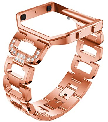 DECORNIJIA Smartwatch Armband mit Funkelnden Strasssteinen Ersatz Uhrenarmband mit Rahmen Verstellbar Kompatibel mit Fitbit Blaze Unisex Roségold