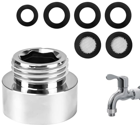 Reduzierung 3/4 auf 1/2 – Adapter 3/4 Zoll auf 1/2 Zoll aus Messing, G1/2 Außengewinde x G3/4 Innengewinde, Reduzierstück mit Gummidichtung, Messing Reduzierverbinder für Wasseranschlüsse