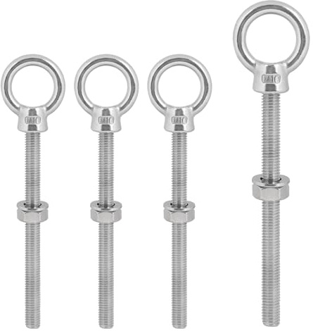 LALAGO 4 Pezzi Bulloni Oculari | Golfari Bullone a Occhiello M10 x 120 mm | Viti ad Anello M10 | Vite ad Occhiello in Acciaio Inox 304 | Gancio a Viti per Occhi per Fissare e Appendere