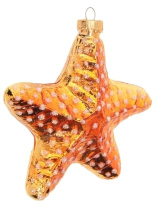 Krebs Glas Lauscha - Weihnachtsdekoration/Christbaumschmuck aus Glas - Seestern - Farbe: Mehrfarbig - Größe: ca. 10,5 cm
