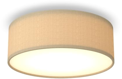 CALEX LED Deckenleuchte, 30 cm, Stoffschirm, Taupe, E27-Fassung, Warmweißes Licht, Dimmbar, Moderne Runde Deckenlampe