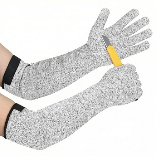 Priksia Guard Gloves Gardening, Level 5 Cut Resistant Gloves Heavy Duty Protection With Long Arm Sleeves, Long Work Gloves for Gardening,Kitchen,Carpentry Tasks,Safety Sleeves for Yard Work