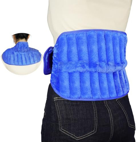 Vicloon Coussin Chauffant Micro Ondes, 25.5×115CM, Coussin Chauffant avec Bretelles Réglables, Idéale pour dos Épaules Nuque Hanches et Jambes, Excellent Cadeau pour Papa et Maman (Bleu)