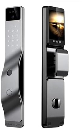 Smart Door Locks, 3D Face Recognition Smart Door Lock Video Doorbell 6 Unlocking Methods Gray