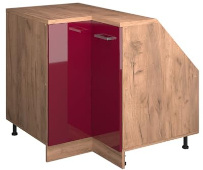Vicco Eck-Küchenschrank für Dachschrägen R-Line, Rot Hochglanz, 75.6 cm mit 1 Tür, Schrankkorpus 60 cm Tiefe, zur freien Kombination innerhalb modularer Küchensysteme
