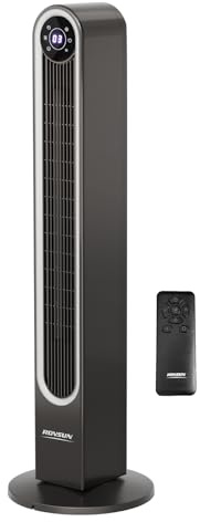 ROVSUN Ventilatore a Torre 60W con Telecomando, Ventilatore a Colonna Silenzioso con 9 Velocità, 3 Modalità e Timer 9 Ore, Ventilatore Rinfrescante Touch Screen, 32,5 x 32,5 x 107cm