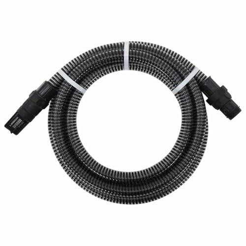 Runheo Tubo di aspirazione con connettori in PVC, nero, 1 pollice, 4 m, tubo da giardino flessibile, senza pieghe, per irrigazione, pompa da giardino, terrazza, accessori esterni