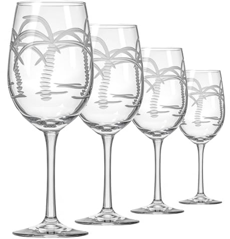 Rolf Glass Palm Tree White Wine Glass (Set of 4), 12 oz, Clear
