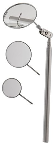 Werkzeugspiegel Teleskopspiegel 24cm, ausziehbar bis zu ca. 48cm, aus rostfreiem Edelstahl, runde Form, gegen jeden anderen Mundspiegel austauschbar