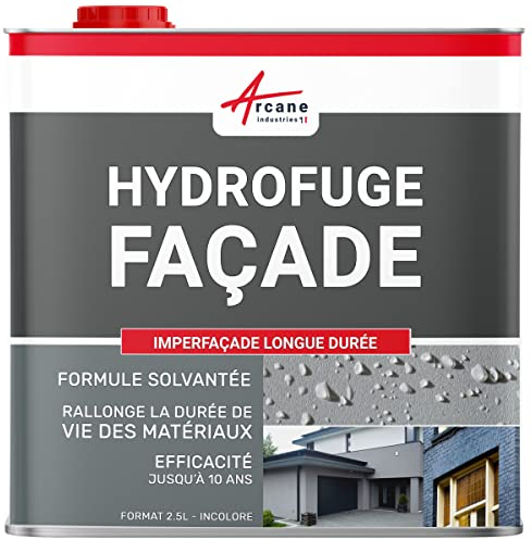 Hydrofuge façade, imperméabilisant pour mur, pierre, brique, enduit, crépi, imperfacade - 2.5 L (jusqu'à 12.5 m²) - ARCANE INDUSTRIES