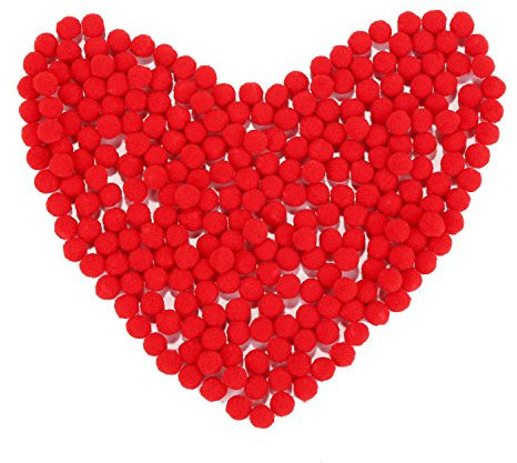 250 Stück Mini Pompoms Kleine Flauschige Pom Poms für Deko Kunsthandwerk DIY, Rot (8 mm)