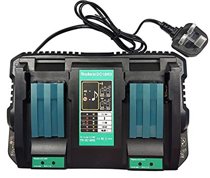 FengBP®DC18RA DV18RC DC18RD Dual Port Charger 4.0A 14.4V ~ 18V Charger for Makita 18V Li-ion Battery BL1815 BL1830 BL1840 BL1850 BL1860 BL1430 (DC18RD 4.0A)