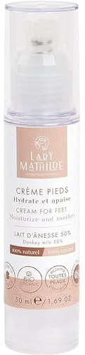 Lady Mathilde - Fußcreme - Eselinnenmilch - 100% natürlich - Spendet Feuchtigkeit, nährt und beruhigt - Natürlicher Duft nach roten Früchten - Made in France - Airless Tube 50 ml