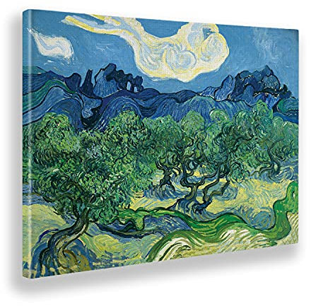 Giallobus - Quadro - Vincent Van Gogh - Ulivi in ​​un paesaggio di montagna - Tela Canvas Telaio Standard - 140x100 - Pronto da appendere - Quadri moderni per la casa