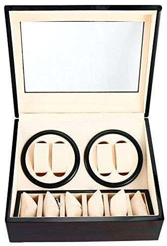 SHIOUCY Automatische Uhrenbeweger 4+2 Uhren Holz Uhrenkasten Uhrenboxen Watchwinder Box