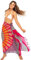 Back From Bali Damen Sarong Strand-Badeanzug Bikini Cover Up Wickel Pfau & Clip - Pink - Einheitsgröße