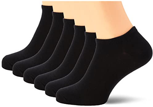 Nur Die 6er Pack Sneaker Socken aus weicher & atmungsaktiver Baumwolle Kurzzsocken Damen, schwarz, 35-38