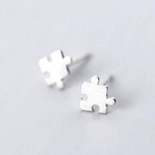 S&RL S925 Silver Earrings Women's Drawing Puzzle Pieces Earrings Personalized Earrings Cute Mini Ear Jewelrya Pair, 925 Silver