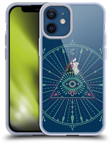 Head Case Designs Officially Licensed Cat Coquillette Green Purple Mandala Evil Eye Gel Case [Military Grade Protection] Compatible with Apple iPhone 12 Mini and Compatible with MagSafe