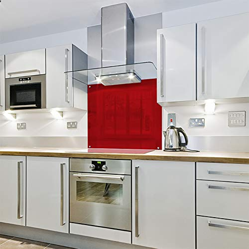 Deep Red - Colour Block Glass Splashback (600w x 600h)