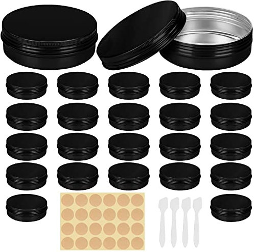 Belle Vous 24 Stk 114 ml Runde Aluminium Döschen - Schwarze Metalldosen mit Deckel und Schraubverschluss - Kleine Dosen zum Befüllen für Reisen Kosmetik Süßigkeiten - Creme Döschen