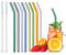 Glass Straws Reusable, 8 Pcs Multicolour Drinking Straw, Bent Glass Drinking Straws with 2 Cleaning Brushes, Eco Friendly Glass Straws for Smoothies Milkshake and Cocktail (19.5cm)