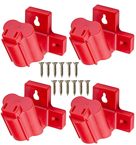 Crtbelfy 4 Packs Red Plastic Wall Mount Tool Holder for Milwaukee M12 12V Drill