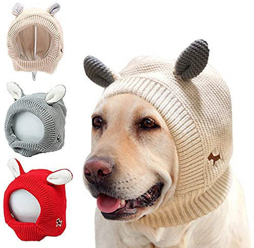 Quiet Ears For Dogs, Dog Ear Muffs Noise Protection, Dog Ear Covers For Noise, Puppy Knitted Hat Bunny Ears Design,Pet Hoods For Dogs With Anxiety, Grooming, Ear Wrap, Dog Ear Protection gray