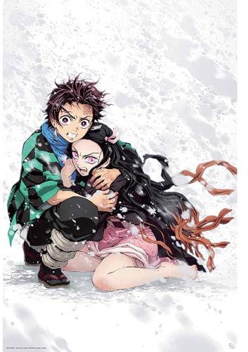 ABYSTYLE Demon Slayer Tanjiro & Nezuko Snow 61 x 91,5 cm / 24,2 x 35,8 Zoll Maxi-Poster – Gerollt geliefert – Kunstposter – Wandposter – Poster & Drucke | Demon Slayer Merchandising
