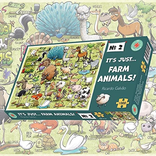 Ricardo Galvao Farm Animals! 1000 Piece Jigsaw - 66cm X 50cm - Animal, Dog, Cartoon Puzzles