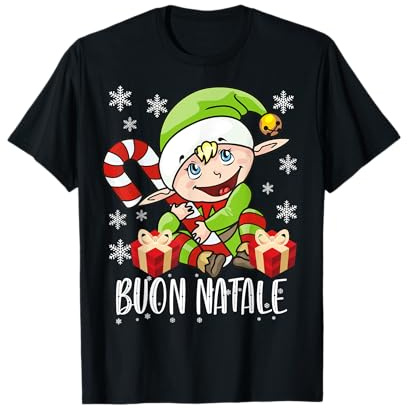 Maglietta Natale Elfo Bambino Famiglia Donna Natalizia Bimbo Maglietta