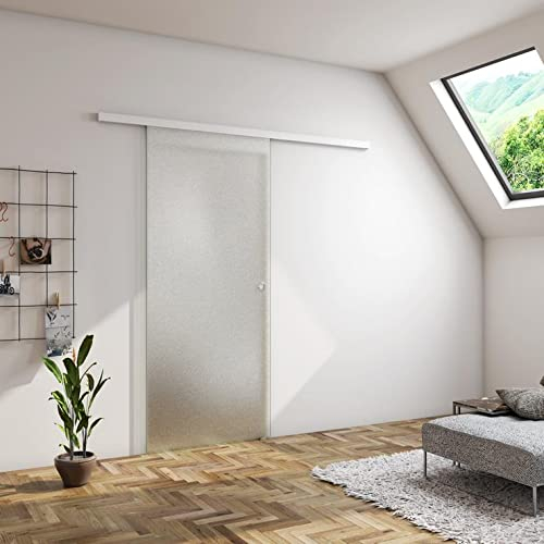 Puerta corredera Aica cristal 1 hoja de 8mm opaca y antiexplosión 90X225 cm y guía de color