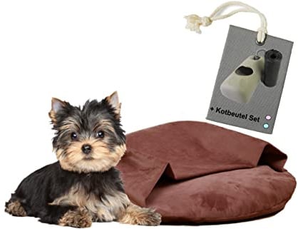 Rohrschneider Hundekissen mit Kuschelhöhle, S, rosé | weicher Samtstoff, waschbarer Bezug, D 43 x H 20 cm, mit Gassibeutel