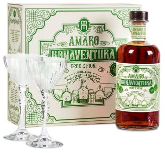 Bonaventura Maschio, Amaro di Erbe e Fiori - Confezione Liberty (1 bottiglia + due calici Liberty), 700ml