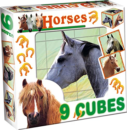 Würfel Puzzle Bilderwürfel 9-TLG. Kinderpuzzle Pferde