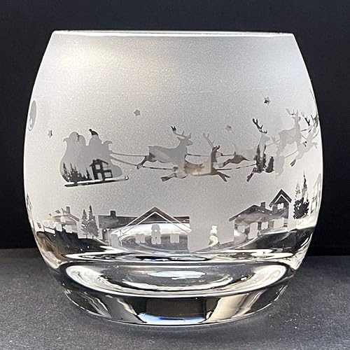Animo Glass Small Crystal Glass Tealight Candle Holder - Santa