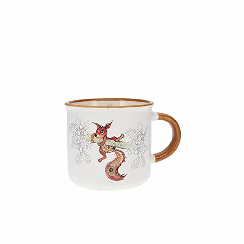 KIUB Mini mug timbale expresso avec des animaux - motif écureuil sur sa branche - Hauteur 6,5CM - porcelaine fine