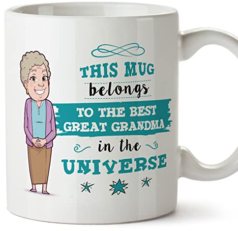 Mugffins Tassen/Becher mit Spruch für URGROßMUTTER/UROMA - Auf Englisch - Best Family in the Universe - 11 oz / 330 ml - originelles und lustiges Geschenk