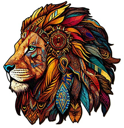 Puzzles en Bois Lion, KAAYEE Puzzle Bois Animaux 300pcs, Wooden Puzzle, Puzzle Bois Forme Animaux, Puzzle Animaux Bois avec Boîte-Cadeau en Bois (Le Lion, L)