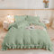 Green Ruffle Bedding Set for Teens Adults 3 Pieces Ruffle Frills Duvet Cover with 2 Pillowcases Soft Microfiber Duvet Cover Set Double Size 200x200 cm