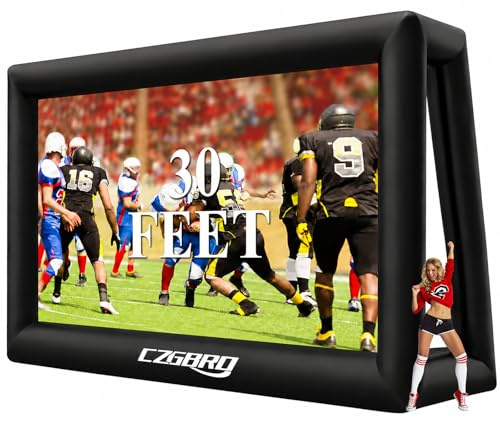 CZGBRO Inflatable Projector Screen for Outside, 30FT Movie Screen | Outdoor Portable Blow Up Projector Screen with Air Blower for Family Movie Nights