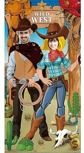 Western Party Dekorationen West Cowboy Photo Booth Requisiten West Cowboy Foto Tür Hintergrund Lustige Western Spiele Party Banner 210X150cm