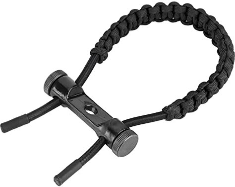 Corde de Poignet Composée, Fer et Polyester Dragonne Tressée de Tir à l'arc de Taille Réglable pour la Plupart des Poignets (Noir)