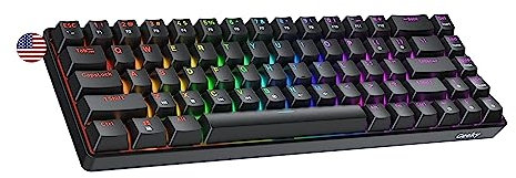 Geeky GK65 65% | Hot Swappable Mechanical Gaming Keyboard | 68 Keys Multi Color RGB LED Backlit for PC/Mac Gamer | ANSI US American Layout (Black, Mechanical Speed Silver)