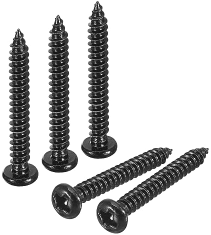 sourcing map Tornillo autorroscante Phillips de cabeza plana de 3 mm x 25 mm, 100 piezas - Tornillo de madera de cabeza redonda de acero inoxidable 304 con rosca completa (negro)