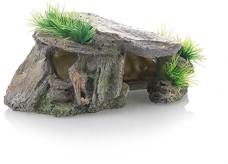 Ctpeng Aquarium-Höhle,Landschaftsdekoration, Betta-Buntbarsch,Versteckt Höhle,Felsen,Ornament für Aquarien(Harz,14.5X8.5X7.5 cm)